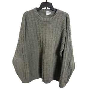 Vtg Green Chunky Cable Knit Pullover Sweater Size Large Fisherman Tony Lambert